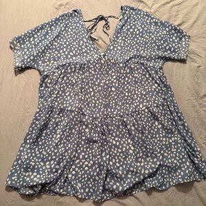 Chic Blue and White Polka Dot Mini Dress